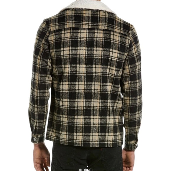 WESC | Unisex Liam Plaid Full-Zip Sherpa-Lined Shirt Jacket Barn Coat - Size M/L - Picture 5 of 6